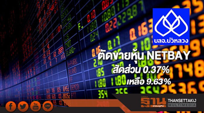 บลจ.บัวหลวงตัดขายหุ้น NETBAY สัดส่วน 0.37% เหลือ 9.63% บลจ.บัวหลวงตัดขายหุ้น NETBAY สัดส่วน 0.37% เหลือ 9.63%