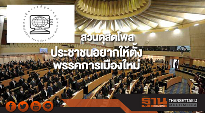 สวนดุสิตโพลพบประชาชนอยากให้ตั้งพรรคการเมืองใหม่ สวนดุสิตโพลพบประชาชนอยากให้ตั้งพรรคการเมืองใหม่