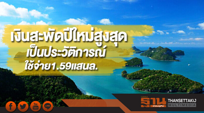 เงินสะพัดปีใหม่สูงสุดเป็นประวัติการณ์รอบ 13 ปีใช้จ่าย1.59แสนล้าน เงินสะพัดปีใหม่สูงสุดเป็นประวัติการณ์รอบ 13 ปีใช้จ่าย1.59แสนล้าน