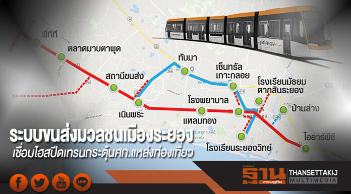 ระบบขนส่งมวลชนเมืองระยอง เชื่อมไฮสปีดเทรนกระตุ้นศก.แหล่งท่องเที่ยว