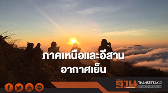 ภาคเหนือและอีสานมีอากาศเย็น กทม.มีฝน ร้อยละ 10 ของพื้นที่ ภาคเหนือและอีสานมีอากาศเย็น กทม.มีฝน ร้อยละ 10 ของพื้นที่