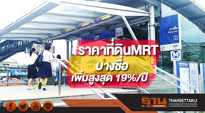 ราคาที่ดินสถานีรถไฟฟ้าใต้ดินบางซื่อเพิ่มสูงสุด 19%/ปี ราคาที่ดินสถานีรถไฟฟ้าใต้ดินบางซื่อเพิ่มสูงสุด 19%/ปี