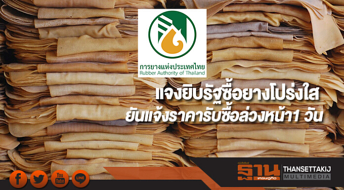 กยท.แจงยิบรัฐซื้อยางโปร่งใสยันแจ้งราคารับซื้อล่วงหน้า1 วัน กยท.แจงยิบรัฐซื้อยางโปร่งใสยันแจ้งราคารับซื้อล่วงหน้า1 วัน