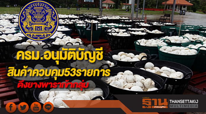 ครม.อนุมัติบัญชีสินค้าควบคุมรวม 53รายการดึงยางพาราเข้ากลุ่ม ครม.อนุมัติบัญชีสินค้าควบคุมรวม 53รายการดึงยางพาราเข้ากลุ่ม