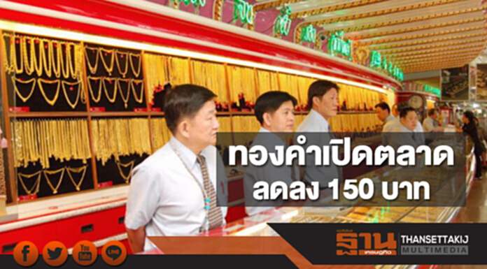 ทองคำในประเทศเช้านี้ราคาลดลง 150 บาท ทองคำในประเทศเช้านี้ราคาลดลง 150 บาท