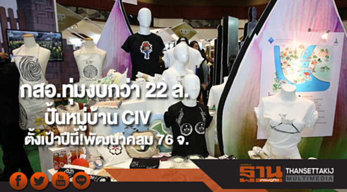 กสอ.ทุ่มงบกว่า 22 ล. ปั้นหมู่บ้าน CIV ตั้งเป้าพัฒนาคลุม 76 จ.ภายในปีนี้! กสอ.ทุ่มงบกว่า 22 ล. ปั้นหมู่บ้าน CIV ตั้งเป้าพัฒนาคลุม 76 จ.ภายในปีนี้!