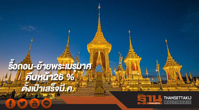รื้อถอน-ย้ายพระเมรุมาศคืบหน้า26 %ตั้งเป้าเสร็จมี.ค. นี้ รื้อถอน-ย้ายพระเมรุมาศคืบหน้า26 %ตั้งเป้าเสร็จมี.ค. นี้