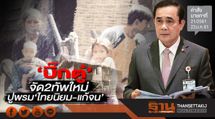 ‘บิ๊กตู่’จัด2ทัพใหม่ ปูพรม‘ไทยนิยม-แก้จน’ทุกหมู่บ้าน ‘บิ๊กตู่’จัด2ทัพใหม่ ปูพรม‘ไทยนิยม-แก้จน’ทุกหมู่บ้าน