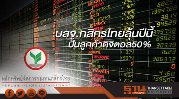 บลจ.กสิกรไทยลุ้นปีนี้ ปั้นลูกค้าดิจิตอล50% บลจ.กสิกรไทยลุ้นปีนี้ ปั้นลูกค้าดิจิตอล50%