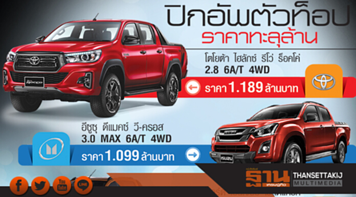 โตโยต้าทวงแชมป์ปิกอัพ ดีลเลอร์ปลื้ม‘รีโว่ ร็อคโค่’ยอดพุ่ง อีซูซุชู‘เอ็กซ์-ซีรีส์’ใหม่ โตโยต้าทวงแชมป์ปิกอัพ ดีลเลอร์ปลื้ม‘รีโว่ ร็อคโค่’ยอดพุ่ง อีซูซุชู‘เอ็กซ์-ซีรีส์’ใหม่