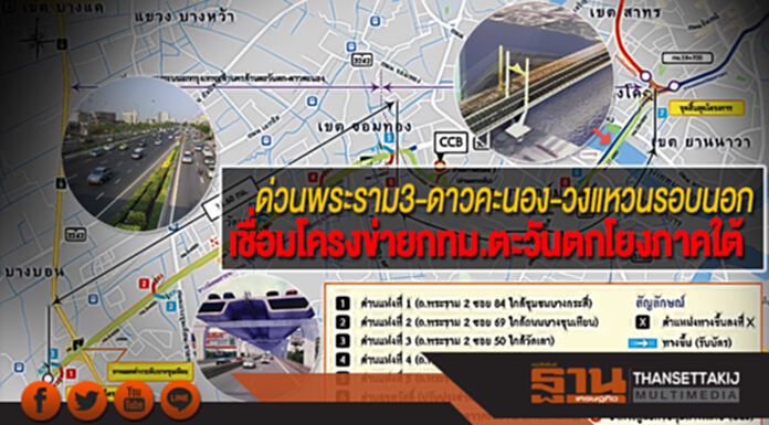 ด่วนพระราม3-ดาวคะนอง-วงแหวนรอบนอก เชื่อมโครงข่ายกทม.ตะวันตกโยงภาคใต้ ด่วนพระราม3-ดาวคะนอง-วงแหวนรอบนอก เชื่อมโครงข่ายกทม.ตะวันตกโยงภาคใต้