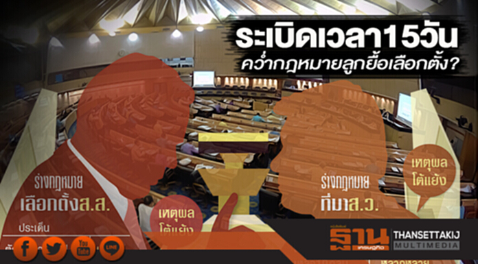 ระเบิดเวลา15วัน ควํ่ากฎหมายลูกยื้อเลือกตั้ง? ระเบิดเวลา15วัน ควํ่ากฎหมายลูกยื้อเลือกตั้ง?
