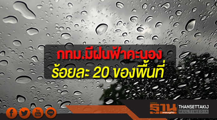 ประเทศไทยตอนบนมีฝนลดลง กทม.มีฝนฟ้าคะนอง ร้อยละ 20 ของพื้นที่ ประเทศไทยตอนบนมีฝนลดลง กทม.มีฝนฟ้าคะนอง ร้อยละ 20 ของพื้นที่
