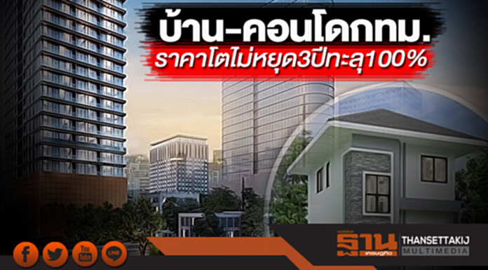 บ้าน-คอนโดกทม. ราคาโตไม่หยุด3ปีทะลุ100% บ้าน-คอนโดกทม. ราคาโตไม่หยุด3ปีทะลุ100%