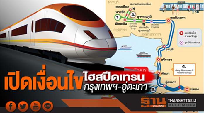 เปิดเงื่อนไขไฮสปีดเทรน กรุงเทพฯ-อู่ตะเภา สร้างเศรษฐกิจ 7 แสนล้าน เปิดเงื่อนไขไฮสปีดเทรน กรุงเทพฯ-อู่ตะเภา สร้างเศรษฐกิจ 7 แสนล้าน