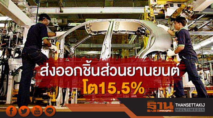 ส่งออกชิ้นส่วนยานยนต์ โต15.5% มูลค่า1.9 หมื่นล้าน เหรียญสหรัฐฯ ส่งออกชิ้นส่วนยานยนต์ โต15.5% มูลค่า1.9 หมื่นล้าน เหรียญสหรัฐฯ