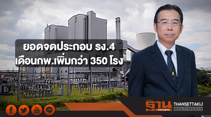 กรมโรงงานฯเผยยอดจดประกอบ รง.4 เดือนกพ.เพิ่มอีกกว่า 350 โรง กรมโรงงานฯเผยยอดจดประกอบ รง.4 เดือนกพ.เพิ่มอีกกว่า 350 โรง