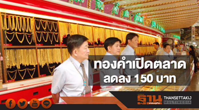 ทองคำในประเทศเช้านี้ราคาลดลง 150 บาท ทองคำในประเทศเช้านี้ราคาลดลง 150 บาท