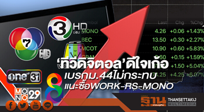 'ทีวีดิจิตอล' ดีใจเก้อ! เบรก ม.44 ไม่กระทบ แนะซื้อ "WORK-RS-MONO" 'ทีวีดิจิตอล' ดีใจเก้อ! เบรก ม.44 ไม่กระทบ แนะซื้อ "WORK-RS-MONO"