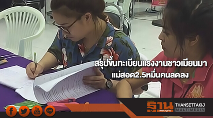 สรุปขึ้นทะเบียนแรงงานชาวเมียนมาแม่สอด2.5หมื่นคนลดลง สรุปขึ้นทะเบียนแรงงานชาวเมียนมาแม่สอด2.5หมื่นคนลดลง