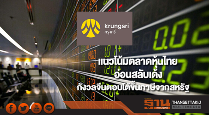 แนวโน้มตลาดหุ้นไทยอ่อนสลับเด้งกังวลจีนตอบโต้ขึ้นภาษีจากสหรัฐ แนวโน้มตลาดหุ้นไทยอ่อนสลับเด้งกังวลจีนตอบโต้ขึ้นภาษีจากสหรัฐ