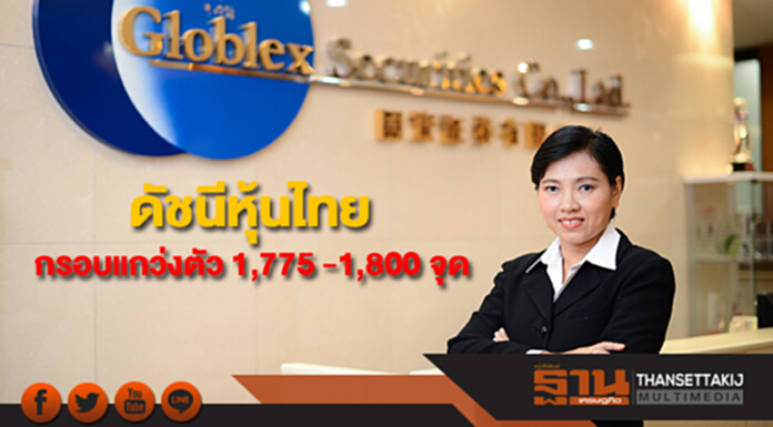 บล.โกลเบล็กมองดัชนีหุ้นไทย ให้กรอบการแกว่งตัว 1,775 -1,800 จุด บล.โกลเบล็กมองดัชนีหุ้นไทย ให้กรอบการแกว่งตัว 1,775 -1,800 จุด