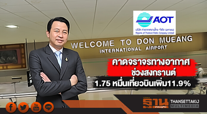 ทอท.คาดจราจรทางอากาศช่วงสงกรานต์มี1.75 หมื่นเที่ยวบินเพิ่ม11.9% ทอท.คาดจราจรทางอากาศช่วงสงกรานต์มี1.75 หมื่นเที่ยวบินเพิ่ม11.9%
