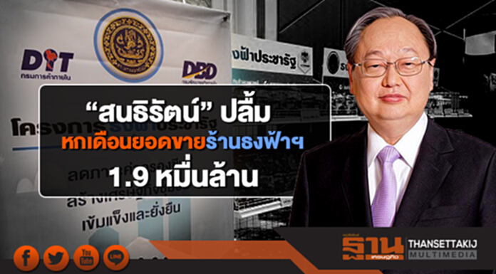 “สนธิรัตน์” ปลื้ม...หกเดือน ยอดขายร้านธงฟ้าฯ 1.9 หมื่นล้าน “สนธิรัตน์” ปลื้ม...หกเดือน ยอดขายร้านธงฟ้าฯ 1.9 หมื่นล้าน