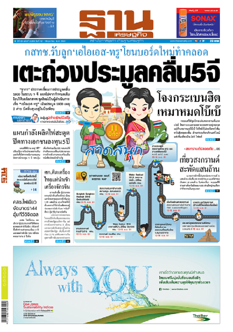 หน้าหนึ่ง! หนังสือพิมพ์ฐานเศรษฐกิจ ปีที่ 38 ฉบับที่ 3,356 วันที่ 12-14 เม.ย. 2561 หน้าหนึ่ง! หนังสือพิมพ์ฐานเศรษฐกิจ ปีที่ 38 ฉบับที่ 3,356 วันที่ 12-14 เม.ย. 2561