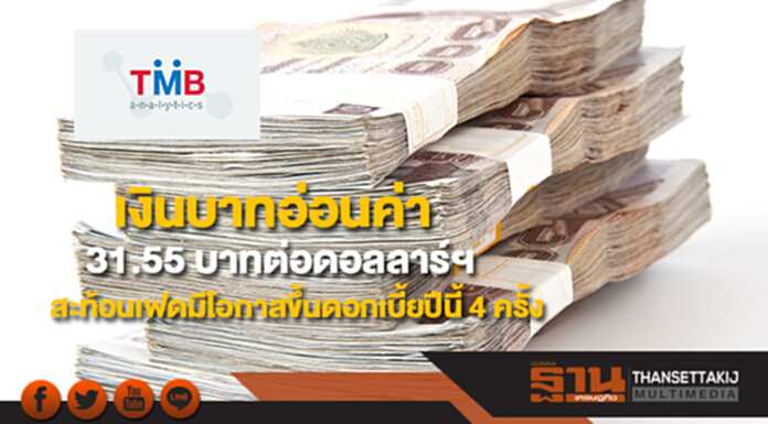 เงินบาทอ่อนค่า31.55 บาทต่อดอลลาร์ฯสะท้อนเฟดมีโอกาสขึ้นดอกเบี้ยปีนี้ 4 ครั้ง เงินบาทอ่อนค่า31.55 บาทต่อดอลลาร์ฯสะท้อนเฟดมีโอกาสขึ้นดอกเบี้ยปีนี้ 4 ครั้ง