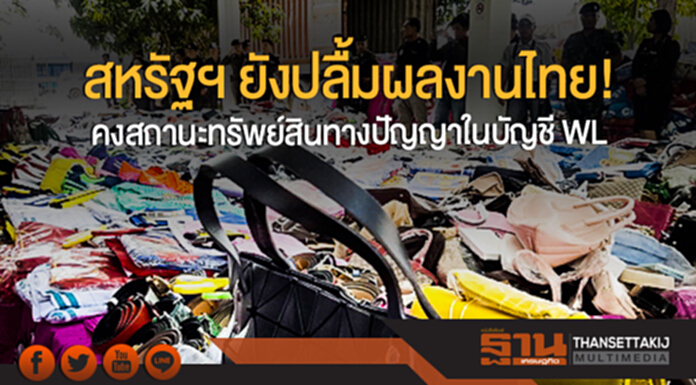 สหรัฐฯ ยังปลื้มผลงานไทย! คงสถานะทรัพย์สินทางปัญญาในบัญชี WL สหรัฐฯ ยังปลื้มผลงานไทย! คงสถานะทรัพย์สินทางปัญญาในบัญชี WL
