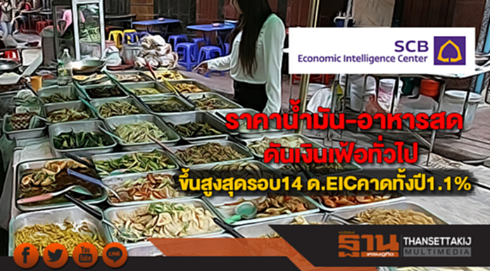 ราคาน้ำมัน-อาหารสดดันเงินเฟ้อทั่วไปขึ้นสูงสุดรอบ14 เดือนEICคาดทั้งปี1.1% ราคาน้ำมัน-อาหารสดดันเงินเฟ้อทั่วไปขึ้นสูงสุดรอบ14 เดือนEICคาดทั้งปี1.1%