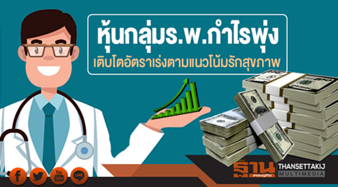 หุ้นกลุ่มร.พ.กำไรพุ่ง เติบโตอัตราเร่งตามแนวโน้มรักสุขภาพ หุ้นกลุ่มร.พ.กำไรพุ่ง เติบโตอัตราเร่งตามแนวโน้มรักสุขภาพ