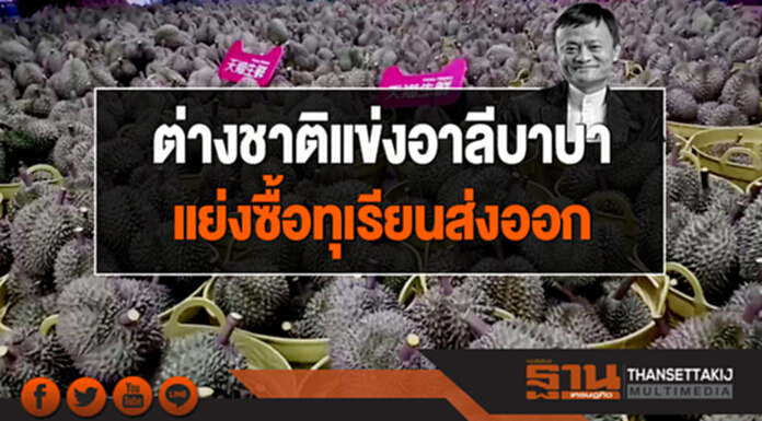 ต่างชาติแข่งอาลีบาบา แย่งซื้อทุเรียนส่งออก ต่างชาติแข่งอาลีบาบา แย่งซื้อทุเรียนส่งออก