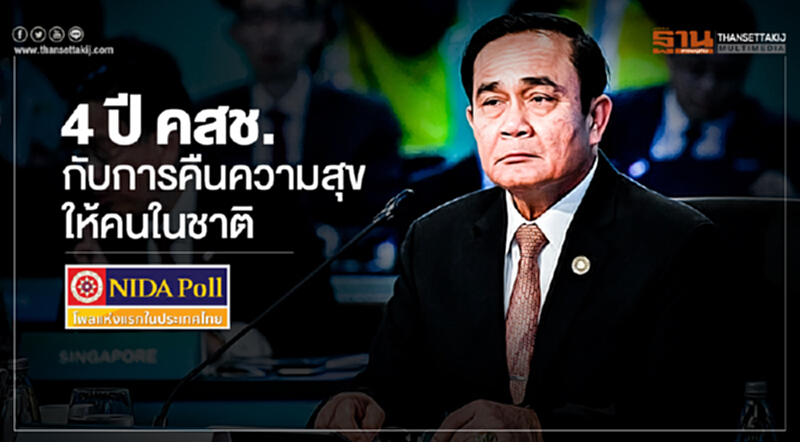 โพลชี้! "4 ปี คสช. กับการคืนความสุขให้คนในชาติ" ... สุขมากสุด "บ้านเมืองสงบ" โพลชี้! "4 ปี คสช. กับการคืนความสุขให้คนในชาติ" ... สุขมากสุด "บ้านเมืองสงบ"