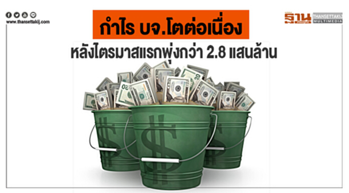 กําไร บจ.โตต่อเนื่อง หลังไตรมาสแรกพุ่งกว่า 2.8 แสนล้าน กําไร บจ.โตต่อเนื่อง หลังไตรมาสแรกพุ่งกว่า 2.8 แสนล้าน