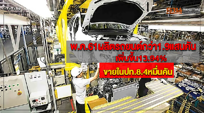 พ.ค.61ผลิตรถยนต์กว่า1.9แสนคันเพิ่มขึ้น13.94% ขายในปท.8.4หมื่นคัน พ.ค.61ผลิตรถยนต์กว่า1.9แสนคันเพิ่มขึ้น13.94% ขายในปท.8.4หมื่นคัน
