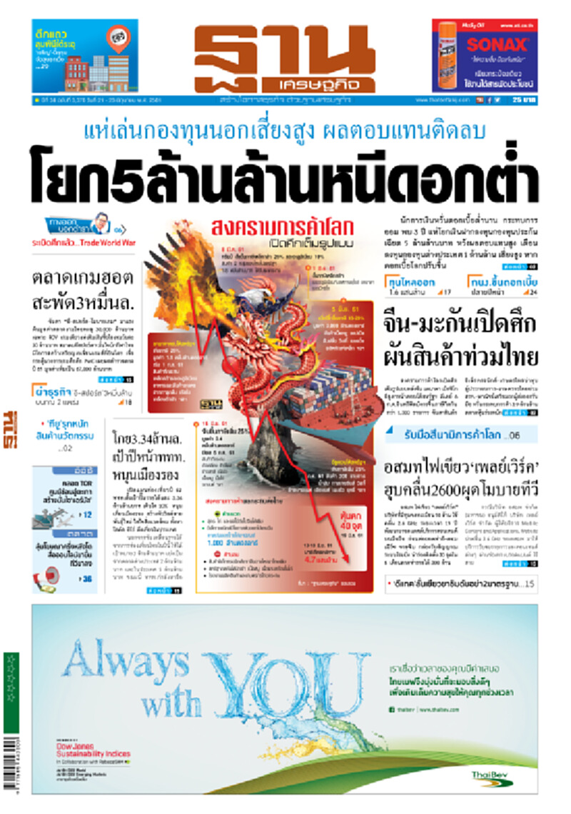 หน้าหนึ่ง! หนังสือพิมพ์ฐานเศรษฐกิจ ปีที่ 38 ฉบับที่ 3,376 วันที่ 21-23 มิ.ย. 2561 หน้าหนึ่ง! หนังสือพิมพ์ฐานเศรษฐกิจ ปีที่ 38 ฉบับที่ 3,376 วันที่ 21-23 มิ.ย. 2561