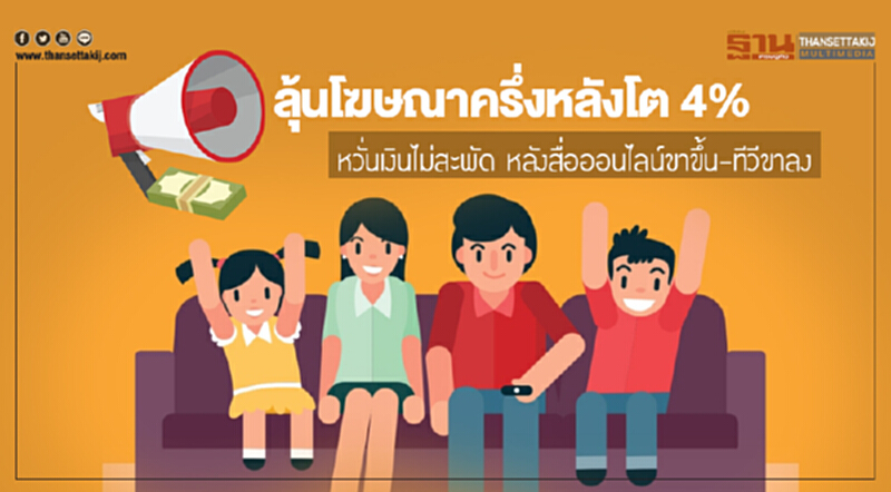 ลุ้นโฆษณาครึ่งหลังโต 4%! หวั่นเงินไม่สะพัด หลังสื่อออนไลน์ขาขึ้น-ทีวีขาลง ลุ้นโฆษณาครึ่งหลังโต 4%! หวั่นเงินไม่สะพัด หลังสื่อออนไลน์ขาขึ้น-ทีวีขาลง