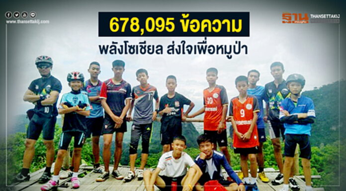 678,095 ข้อความ พลังโซเชียล ส่งใจเพื่อหมูป่า 678,095 ข้อความ พลังโซเชียล ส่งใจเพื่อหมูป่า