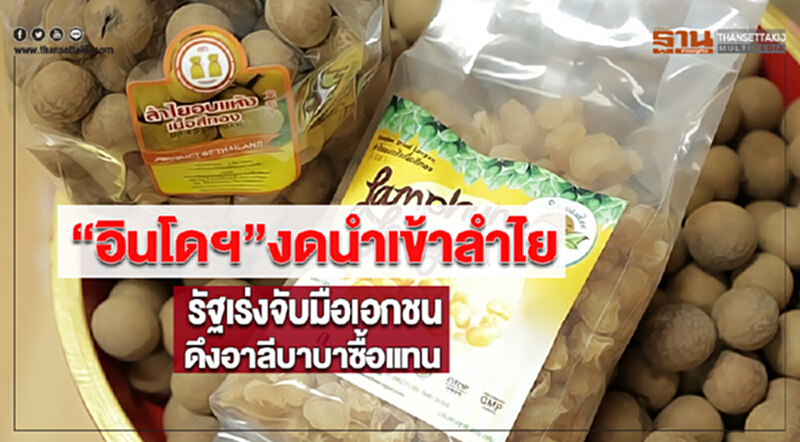 “อินโดฯ”งดนำเข้าลำไยรัฐเร่งจับมือเอกชนดึงอาลีบาบาซื้อแทน “อินโดฯ”งดนำเข้าลำไยรัฐเร่งจับมือเอกชนดึงอาลีบาบาซื้อแทน