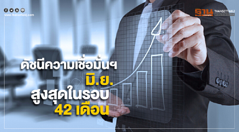 ดัชนีความเชื่อมั่นฯ มิ.ย. ปรับตัวเพิ่มขึ้นสูงสุดในรอบ 42 เดือน ดัชนีความเชื่อมั่นฯ มิ.ย. ปรับตัวเพิ่มขึ้นสูงสุดในรอบ 42 เดือน