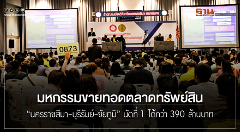 มหกรรมขายทอดตลาดทรัพย์สิน "นครราชสีมา-บุรีรัมย์-ชัยภูมิ" นัดที่ 1 ได้กว่า 390 ล้านบาท มหกรรมขายทอดตลาดทรัพย์สิน "นครราชสีมา-บุรีรัมย์-ชัยภูมิ" นัดที่ 1 ได้กว่า 390 ล้านบาท