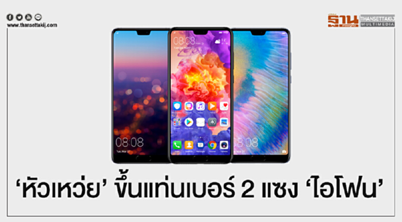'หัวเหว่ย' ขึ้นแท่นเบอร์ 2 แซง 'ไอโฟน' 'หัวเหว่ย' ขึ้นแท่นเบอร์ 2 แซง 'ไอโฟน'