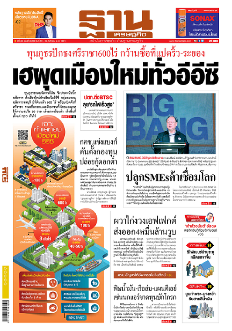 หน้าหนึ่ง! หนังสือพิมพ์ฐานเศรษฐกิจ ปีที่ 38 ฉบับที่ 3,393 วันที่ 19-22 ส.ค. 2561 หน้าหนึ่ง! หนังสือพิมพ์ฐานเศรษฐกิจ ปีที่ 38 ฉบับที่ 3,393 วันที่ 19-22 ส.ค. 2561