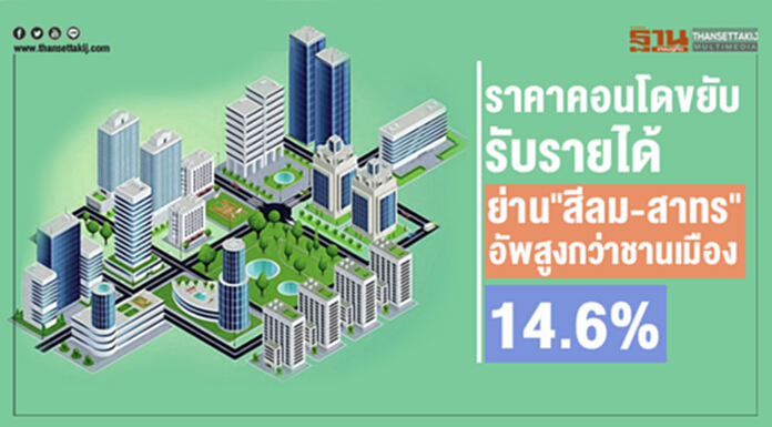 ราคาคอนโดขยับรับรายได้ ย่าน"สีลม-สาทร" อัพสูงกว่าชานเมือง14.6% ราคาคอนโดขยับรับรายได้ ย่าน"สีลม-สาทร" อัพสูงกว่าชานเมือง14.6%