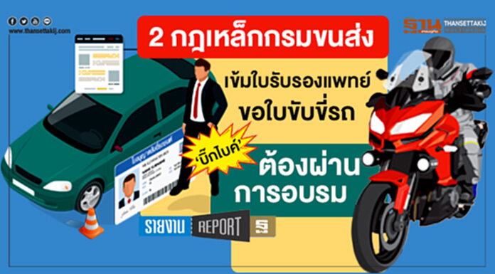 2 กฎเหล็กกรมขนส่ง เข้มใบรับรองแพทย์ขอใบขับขี่รถ ‘บิ๊กไบค์’ ต้องผ่านการอบรม 2 กฎเหล็กกรมขนส่ง เข้มใบรับรองแพทย์ขอใบขับขี่รถ ‘บิ๊กไบค์’ ต้องผ่านการอบรม