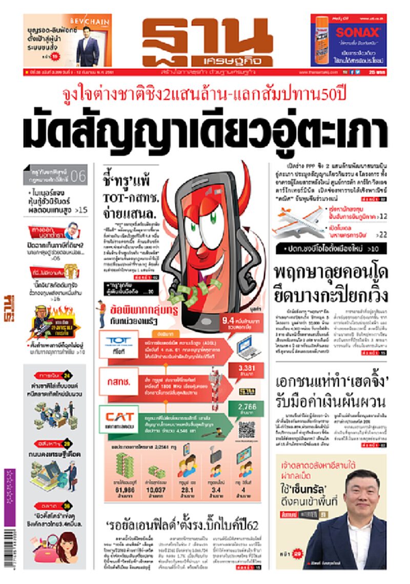 หน้าหนึ่ง! หนังสือพิมพ์ฐานเศรษฐกิจ ปีที่ 38 ฉบับที่ 3,399 วันที่ 9-12 ก.ย. 2561 หน้าหนึ่ง! หนังสือพิมพ์ฐานเศรษฐกิจ ปีที่ 38 ฉบับที่ 3,399 วันที่ 9-12 ก.ย. 2561