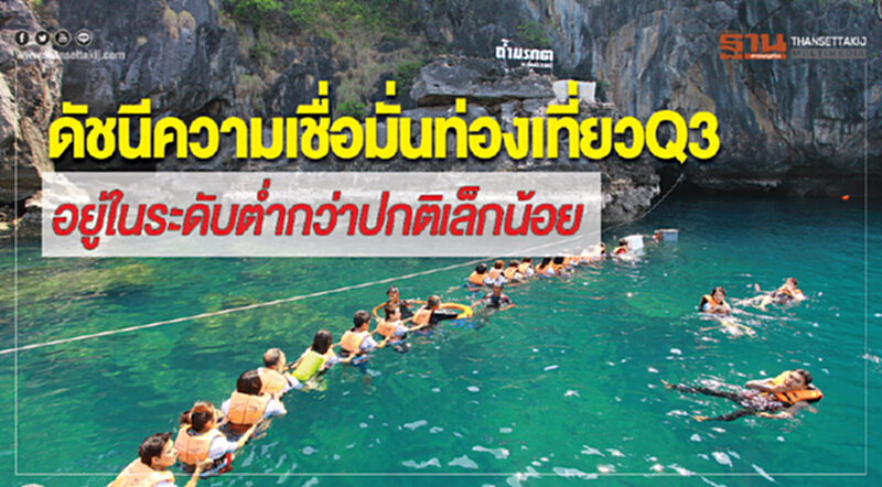 ดัชนีความเชื่อมั่นท่องเที่ยว Q3 อยู่ในระดับต่ำกว่าปกติเล็กน้อย ดัชนีความเชื่อมั่นท่องเที่ยว Q3 อยู่ในระดับต่ำกว่าปกติเล็กน้อย