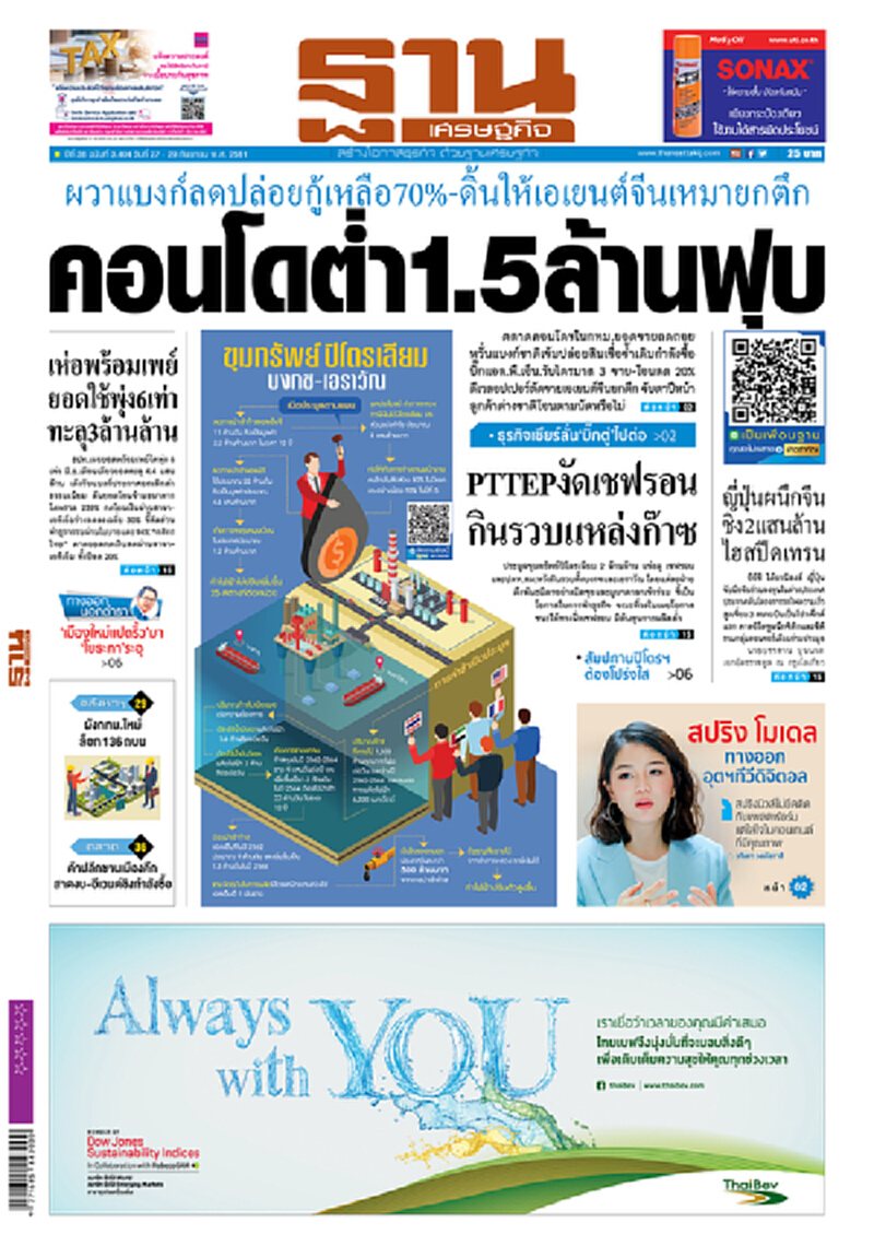 หน้าหนึ่ง! หนังสือพิมพ์ฐานเศรษฐกิจ ปีที่ 38 ฉบับที่ 3,404 วันที่ 27 - 29 ก.ย. 2561 หน้าหนึ่ง! หนังสือพิมพ์ฐานเศรษฐกิจ ปีที่ 38 ฉบับที่ 3,404 วันที่ 27 - 29 ก.ย. 2561